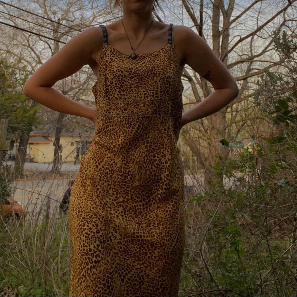 leopard dress with beaded straps